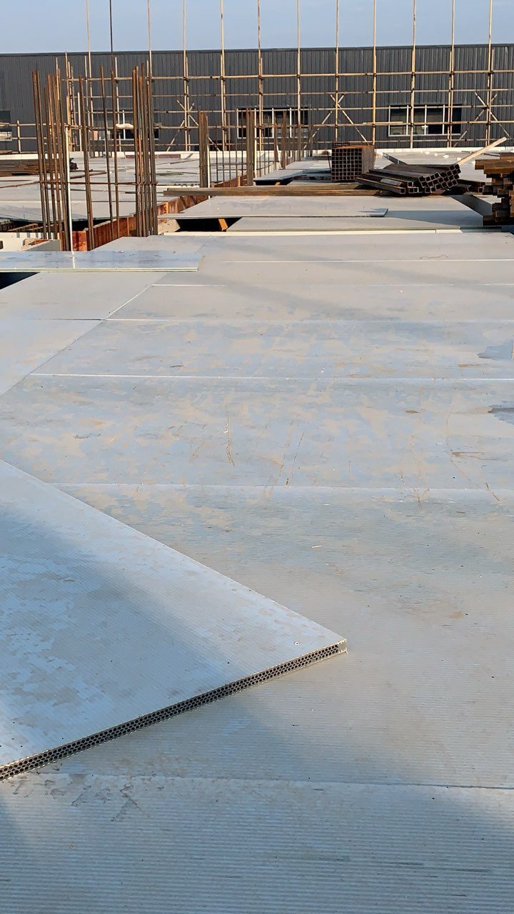 Construction formwork installed at a floor slab site