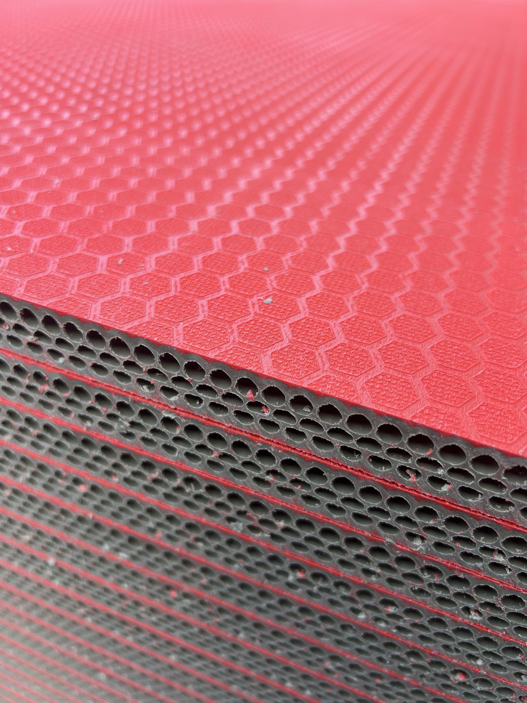 Red anti-slip textured hollow plastic panel
